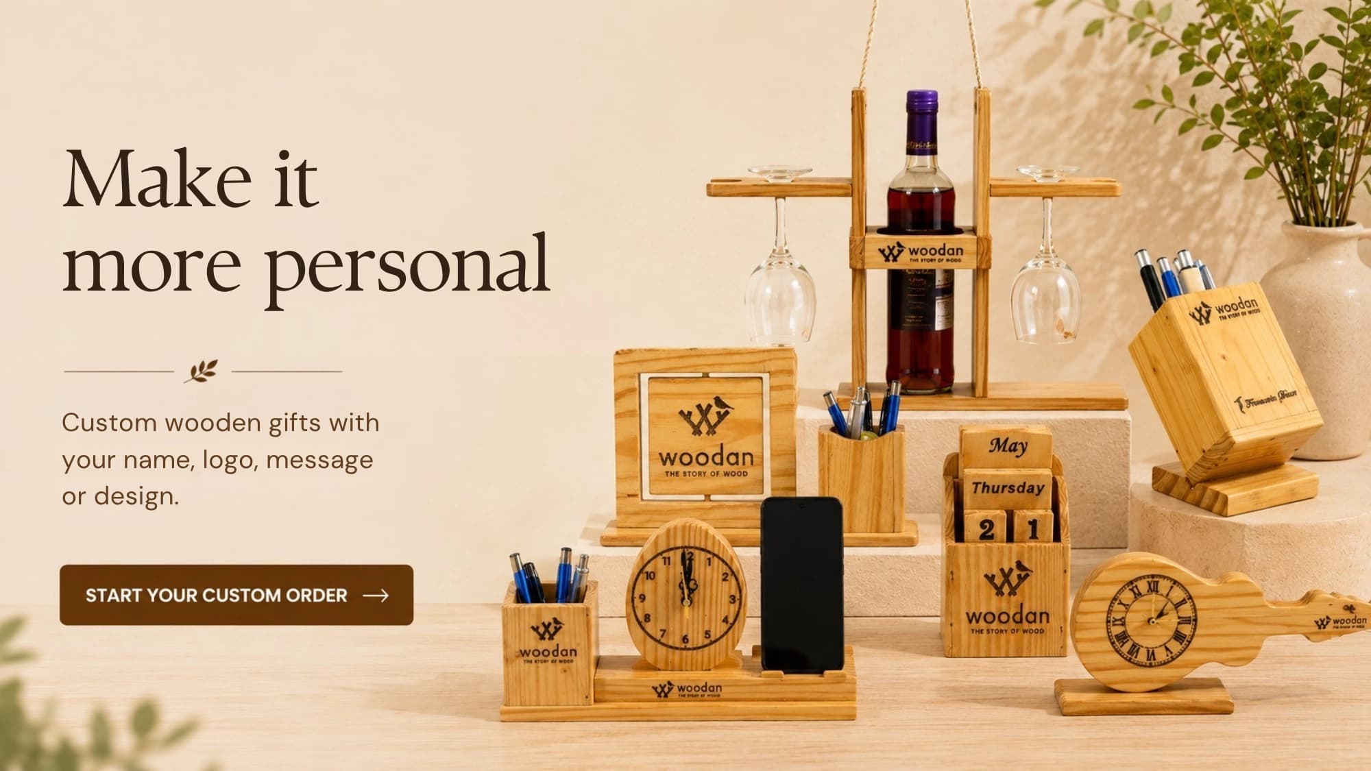 Woodan personalised gifting banner