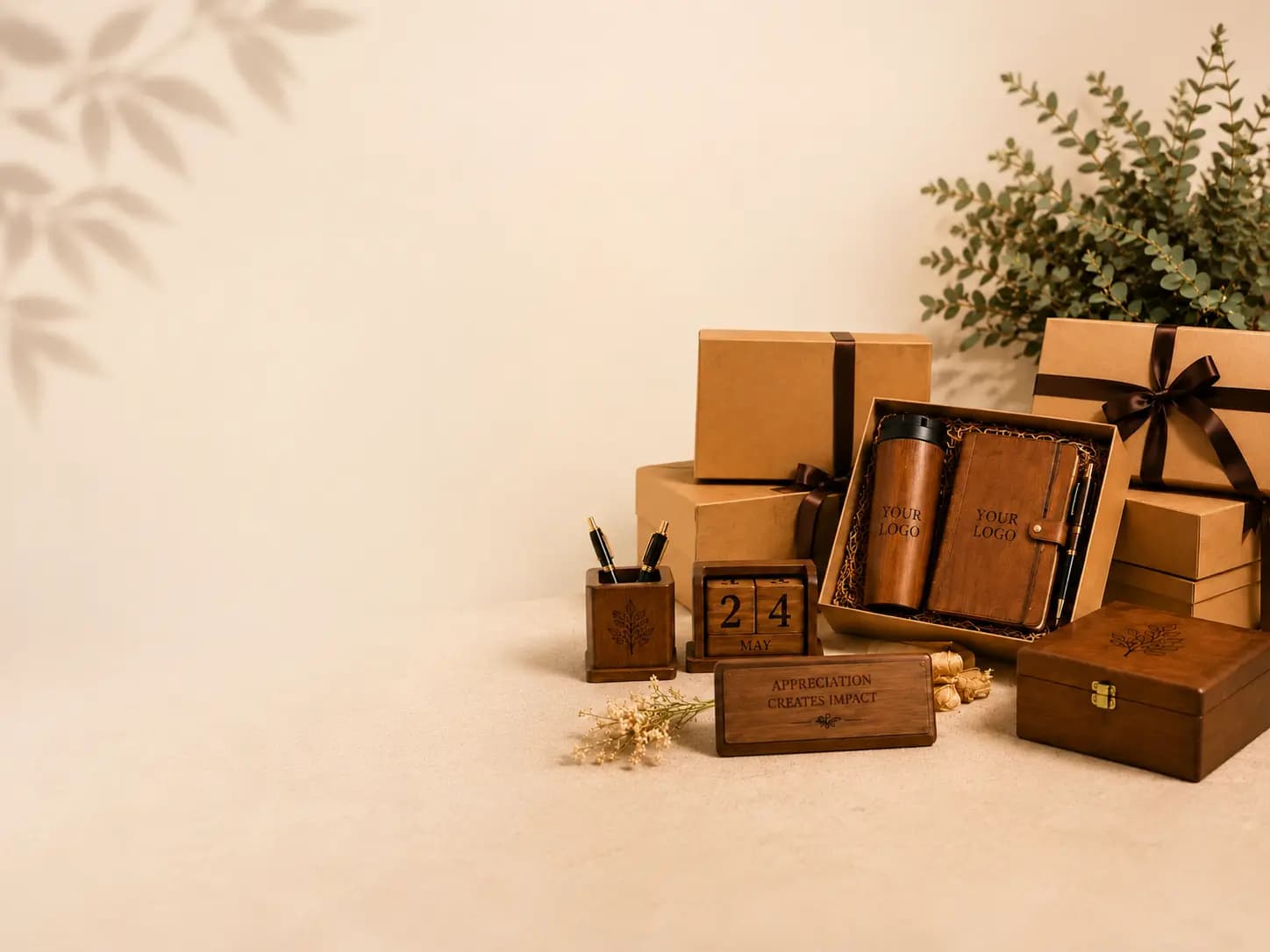 Bulk wooden gifting hampers and branded corporate gifts